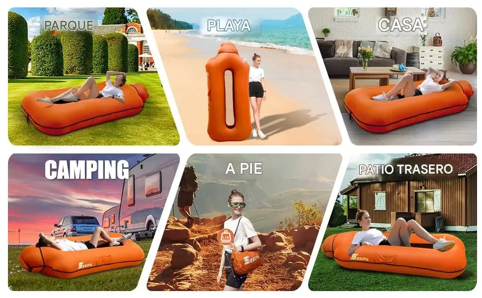 🛋️Sofa Inflable 🌴 Relajate en Segundos, Sin Inflador✨